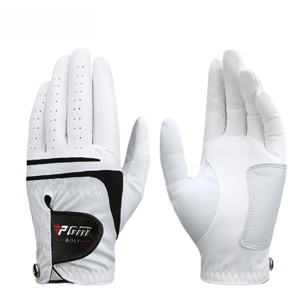 Golf Equipment For Kids - ถุงมือกอล์ฟผู้ชาย สีขาว ระบายอากาศได้ดี หนังแกะแท้ สำหรับเล่นกีฬา ถุงมือข้างเดียว