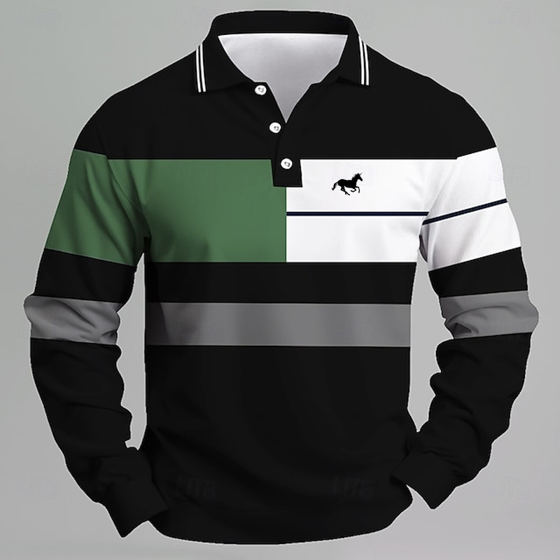 Golf Equipment Deals - เสื้อโปโลลายยูนิคอร์นพิมพ์ลายสำหรับผู้ชาย - เสื้อยืดลำลองแขนยาว ทรงปกติ สวมใส่สบาย เหมาะสำหรับใส่ในชีวิตประจำวันหรือเล่นกอล์ฟ