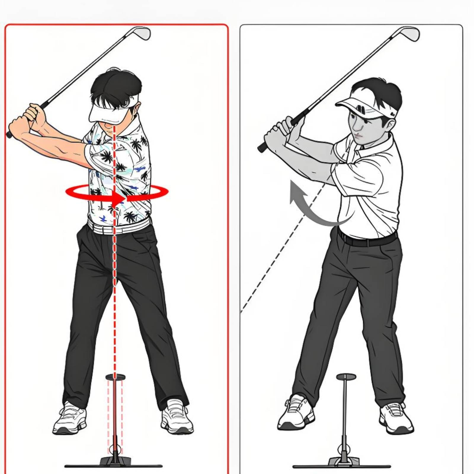 Golf Equipment Guide - อุปกรณ์ช่วยฝึกวงสวิงกอล์ฟแบบตั้งพื้น พร้อมตัวช่วยจัดตำแหน่งศีรษะ ไม้ช่วยจัดแนวกอล์ฟ ที่วางไม้กอล์ฟ ทำจากไฟเบอร์กลาส พกพาสะดวก